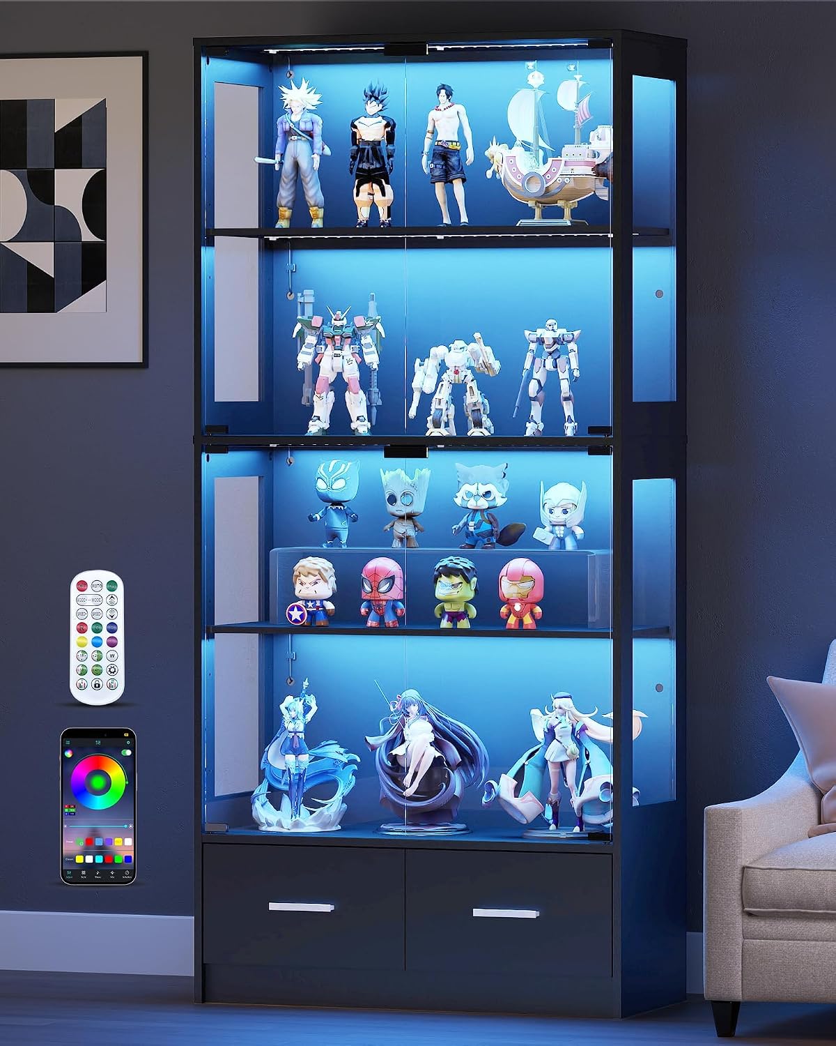 Pop Display Shelf - Vitrine de 67 pouces avec portes