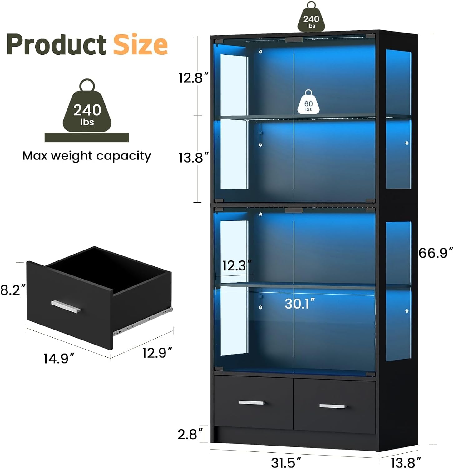 Vitrine de 67 pouces avec port - Pop Display Shelf avis et prix